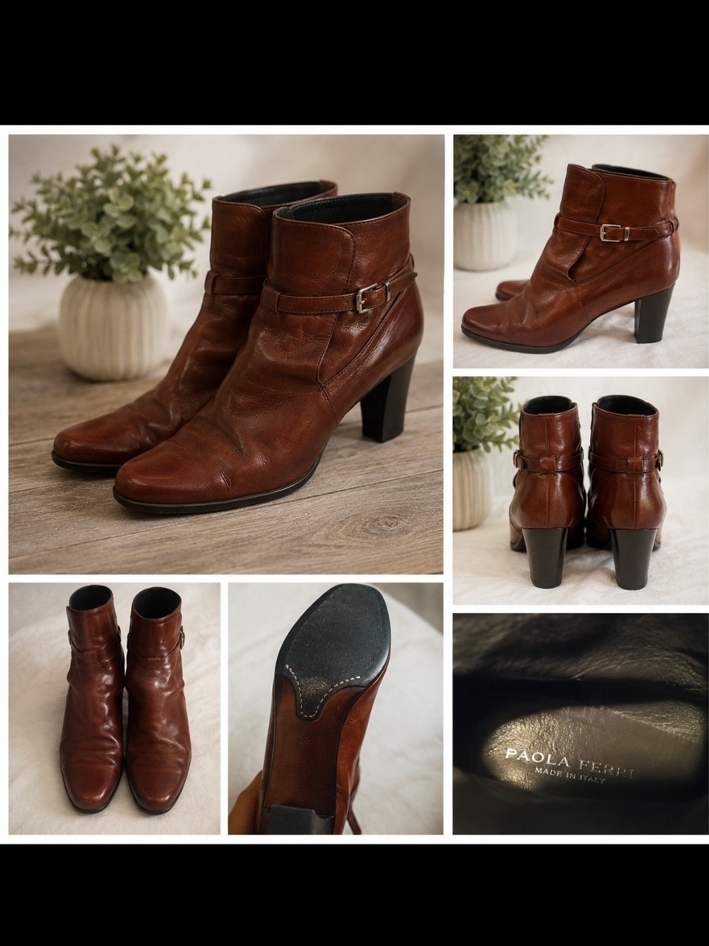 Paola Ferri  Leather Heeled Ankle Boots From ITALY